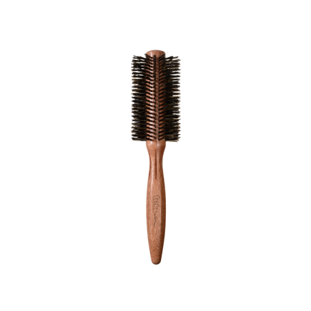 Round Brush in Mahogany Wood with Reinforced Boar Hair Bristles - 55mm