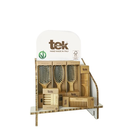 Counter Display with Tek Wood Brushes and Combs - 48 Pieces