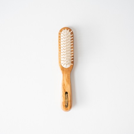 Rectangular Brush with Short Pins in Olive Wood
