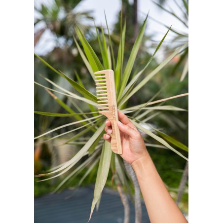 Wide-Tooth Comb with Wooden Handle