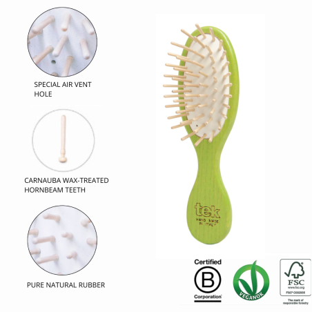 Purse kit: small oval lime brush and comb with cotton pouch