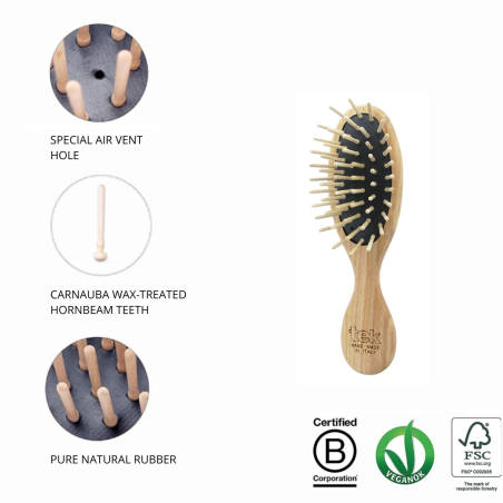 Purse kit: natural oval brush and comb with cotton pouch