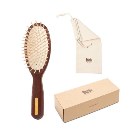 Large Oval Brush with Short Pins in Ovangkol Wood