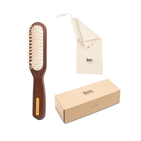 Rectangular Brush with Short Pins in Ovangkol Wood