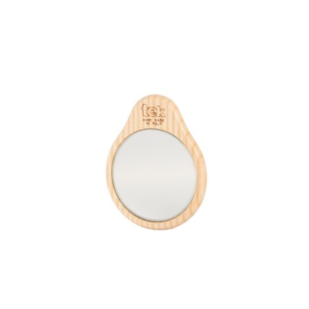 Round mirror made of ash wood and cotton case
